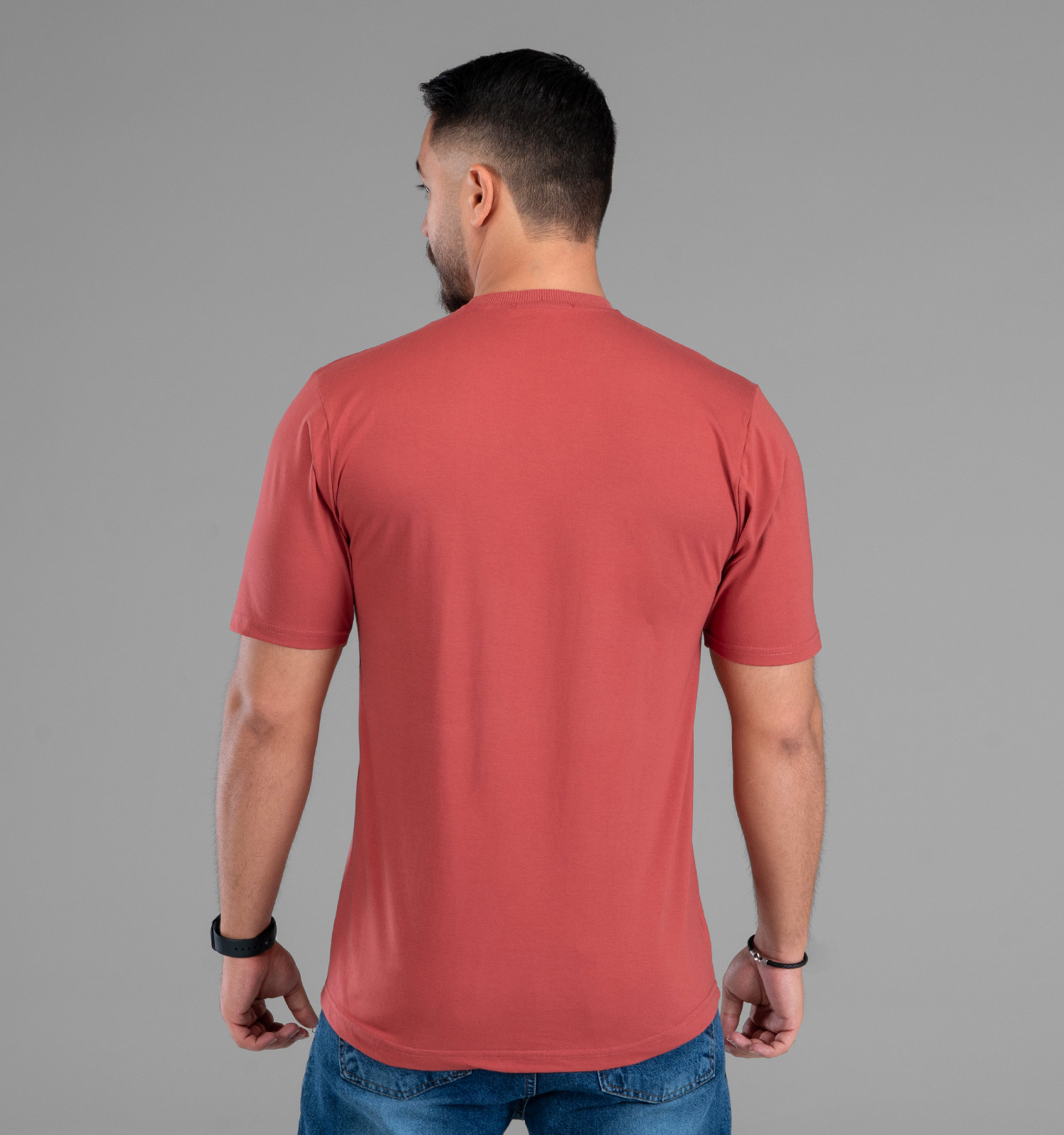 تیشرت یقه گرد مردانه نخ پنبه طرح دار مدل 48056