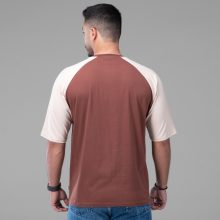 تیشرت یقه گرد مردانه باکسی نخ پنبه طرح دار مدل 48145