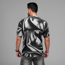 تیشرت یقه گرد مردانه طرح دار نخ پنبه مدل 48009
