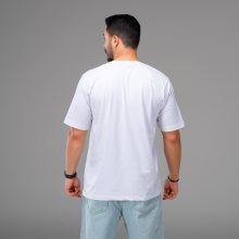 تیشرت یقه گرد مردانه سفید نخ پنبه گلدوزی شده مدل 47624