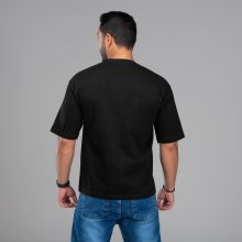 تیشرت یقه گرد مردانه مشکی نخ پنبه طرح دار مدل 47995