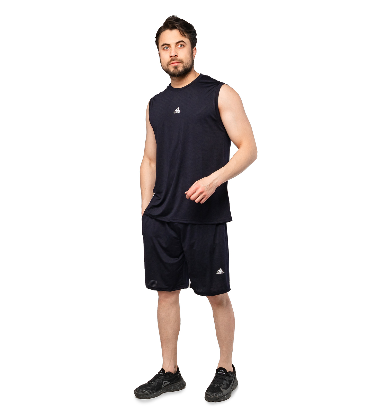 ست رکابی و شلوارک یقه گرد مردانه Adidas مدل  47217