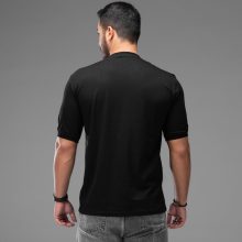 تیشرت یقه گرد مردانه مشکی نخ پنبه طرح دار مدل 48240
