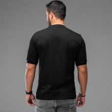 تیشرت یقه گرد مردانه مشکی نخ پنبه طرح دار مدل 48236