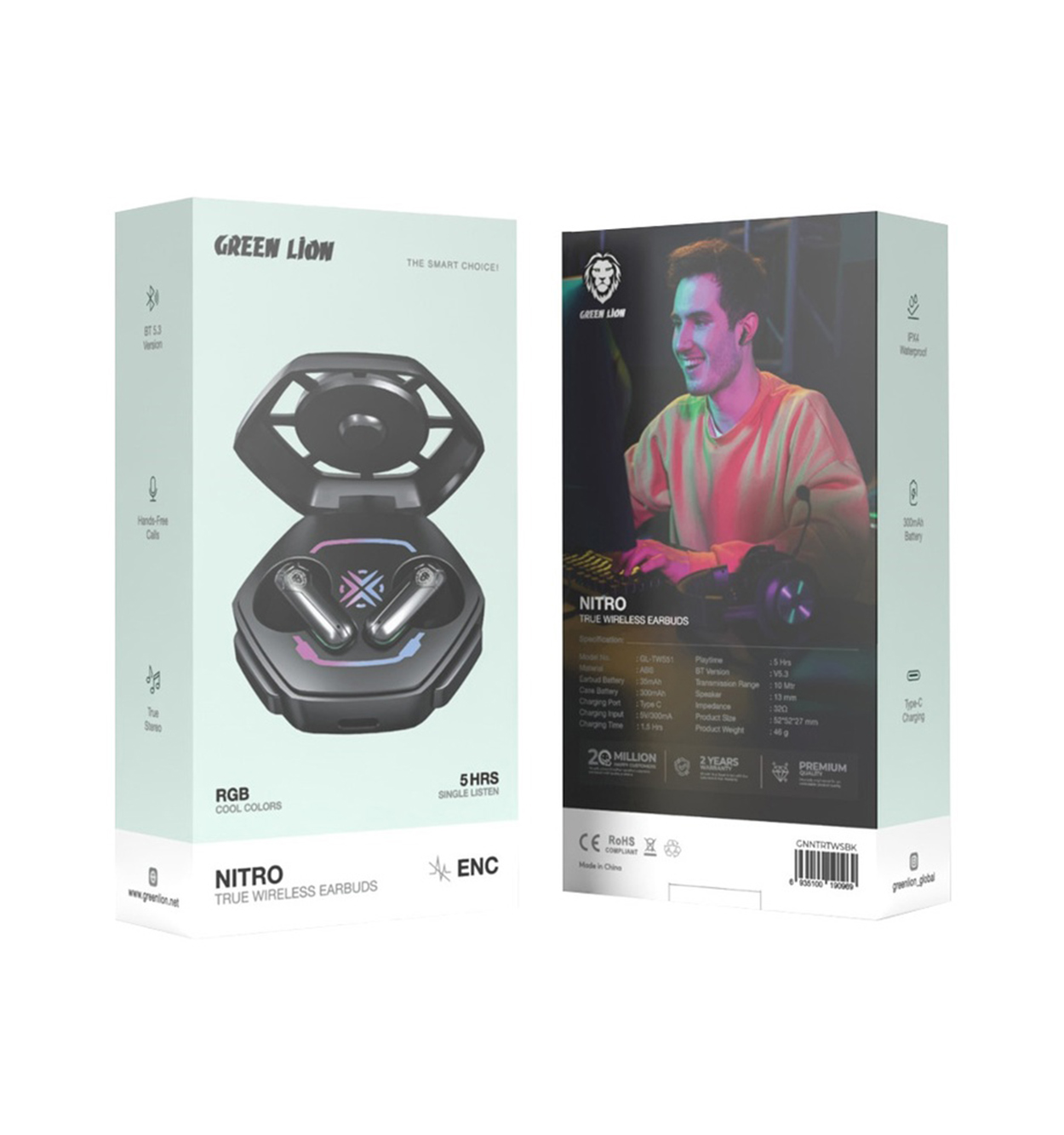 ایرپاد گرین لاین Green Lion Nitro True Wireless Earbuds مدل 47233