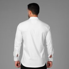 پیراهن نخ پنبه مردانه سفید ساده آستین بلند مدل 47904