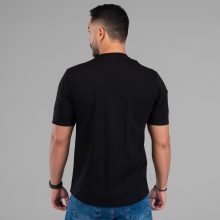 تیشرت یقه گرد مردانه مشکی نخ پنبه طرح دار مدل 48058