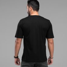 تیشرت یقه گرد مردانه مشکی نخ پنبه طرح دار مدل 48102
