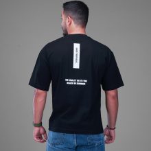 تیشرت یقه گرد مردانه مشکی نخ پنبه طرح دار مدل 48191