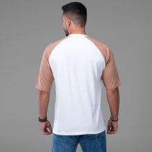 تیشرت یقه گرد مردانه باکسی سفید نخ پنبه طرح دار مدل 48148