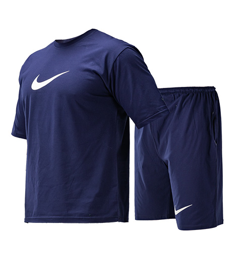 ست تیشرت و شلوارک مردانه طرح دار Nike یقه گرد سرمه ای مدل 47712
