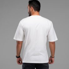 تیشرت یقه گرد مردانه سفید نخ پنبه طرح دار مدل 48106