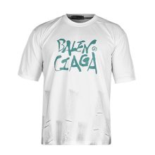 تیشرت Balenciaga یقه گرد مردانه لش سفید نخ پنبه طرح دار مدل 48024