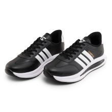 کفش اسپرت Adidas مردانه مشکی بندی چرم مصنوعی مدل 46326