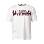 تیشرت لش Balenciaga یقه گرد مردانه سفید نخ پنبه طرح دار مدل 47791