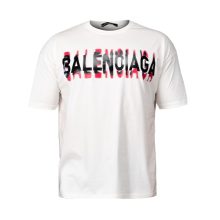 تیشرت لش Balenciaga یقه گرد مردانه سفید نخ پنبه طرح دار مدل 47791