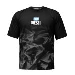 تیشرت لش Diesel یقه گرد مردانه مشکی نخ پنبه طرح دار مدل 48233