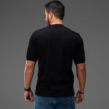 تیشرت یقه گرد مردانه مشکی نخ پنبه طرح دار مدل 48237
