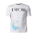 تیشرت نخ پنبه یقه گرد Dior مردانه سفید طرح دار مدل 47796