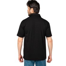 تیشرت مراکشی نیم زیپ یقه دار مردانه مشکی ساده مدل 47331