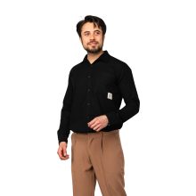 پیراهن اسپرت کنفی مردانه مشکی آستین بلند ساده مدل 47406