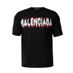 تیشرت لش Balenciaga یقه گرد مردانه مشکی نخ پنبه طرح دار مدل 47790