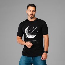 تیشرت نخ پنبه یقه گرد مردانه مشکی طرح دار مدل 47798