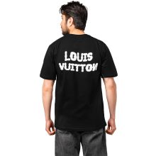 تیشرت Louis Vuitton یقه گرد مردانه مشکی نخ پنبه طرح دار مدل 47491