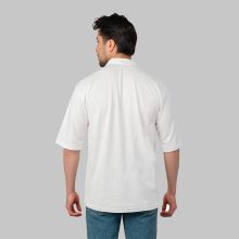 پیراهن اسپرت مراکشی مردانه نیم آستین ساده سفید مدل 47268