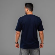 تیشرت یقه گرد مردانه سرمه ای نخ پنبه گلدوزی شده مدل 47625