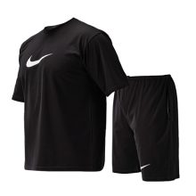 ست تیشرت و شلوارک مردانه طرح دار Nike یقه گرد مشکی مدل 47714