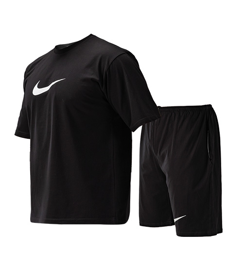 ست تیشرت و شلوارک مردانه طرح دار Nike یقه گرد مشکی مدل 47714