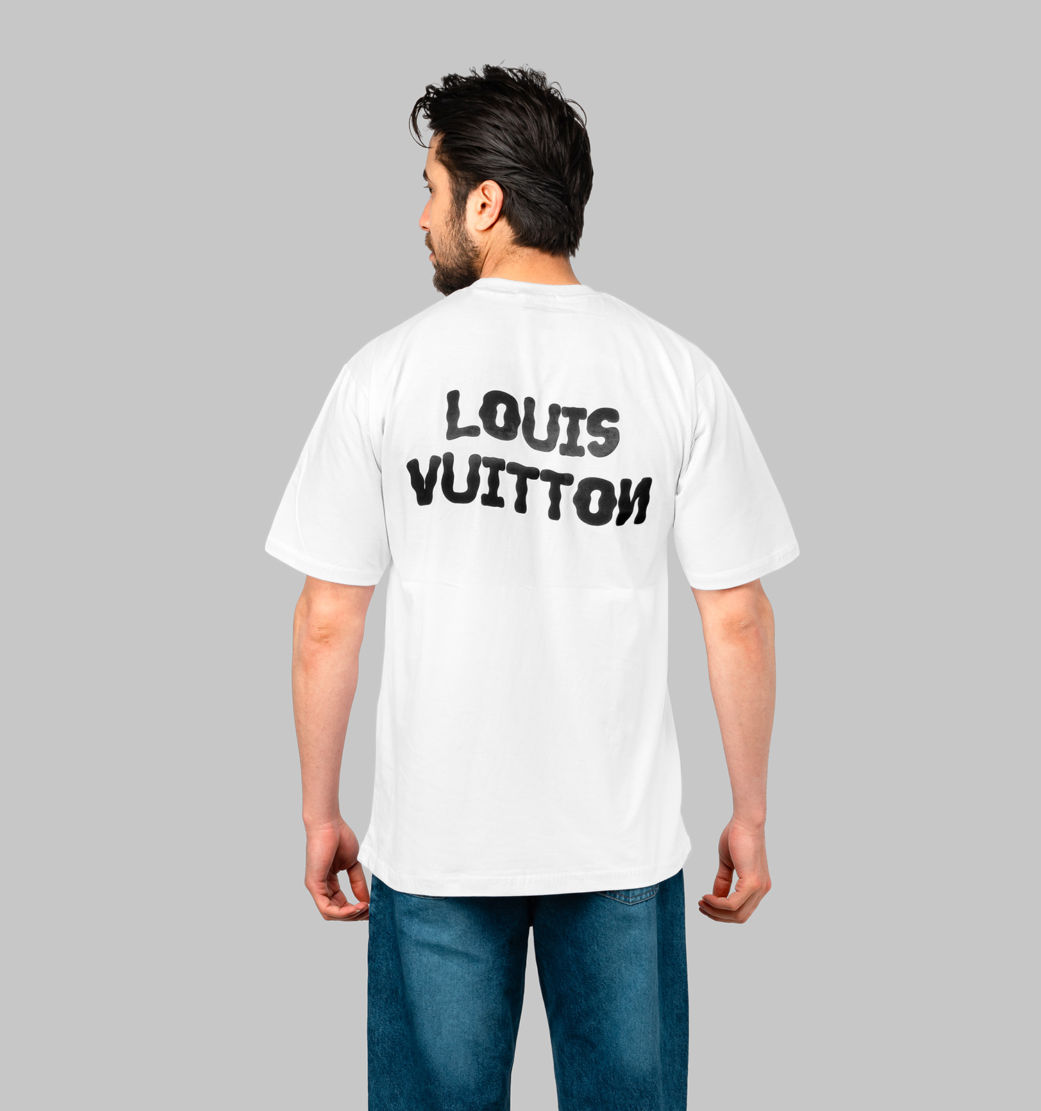 تیشرت Louis Vuitton یقه گرد مردانه سفید نخ پنبه طرح دار مدل 47490