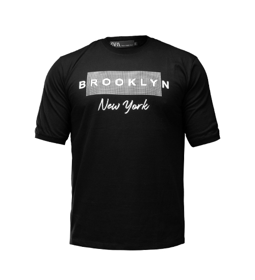 تیشرت Newyork یقه گرد مردانه مشکی نخ پنبه طرح دار مدل 48234
