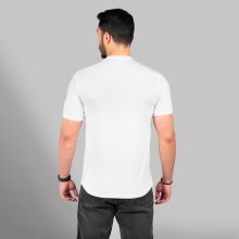 تیشرت یقه گرد مردانه سفید فری استایل نخ پنبه طرح دار مدل 47601