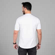 تیشرت یقه گرد مردانه سفید نخ پنبه طرح دار مدل 47608