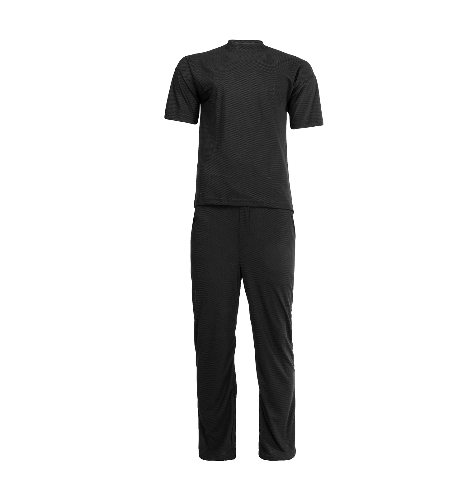 ست مردانه تیشرت و شلوار مشکی ساده یقه گرد مدل 45506