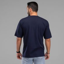 تیشرت یقه گرد مردانه سرمه ای نخ پنبه طرح دار مدل 48103