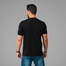 تیشرت نخ پنبه یقه گرد مردانه مشکی طرح دار مدل 47794