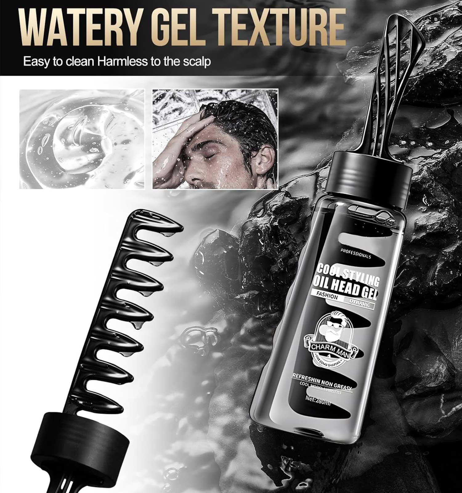 ژل مو تثبیت کننده و حالت دهنده ی مو آقایان حجم ۲۸۰ گرم COOL STYLING OIL HEAD GEL SADOER مدل 46811