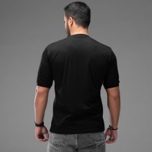 تیشرت یقه گرد مردانه مشکی نخ پنبه طرح دار مدل 48235