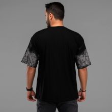 تیشرت یقه گرد مردانه باکسی نخ پنبه طرح دار مدل 48108