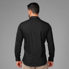 پیراهن نخ پنبه مردانه مشکی ساده آستین بلند مدل 47906