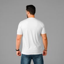 تیشرت نخ پنبه یقه گرد مردانه سفید طرح دار مدل 47799