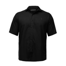 پیراهن نخی مردانه راه راه آستین کوتاه مشکی Polo مدل 48247