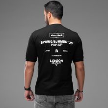 تیشرت یقه گرد مردانه مشکی نخ پنبه طرح دار مدل 48241