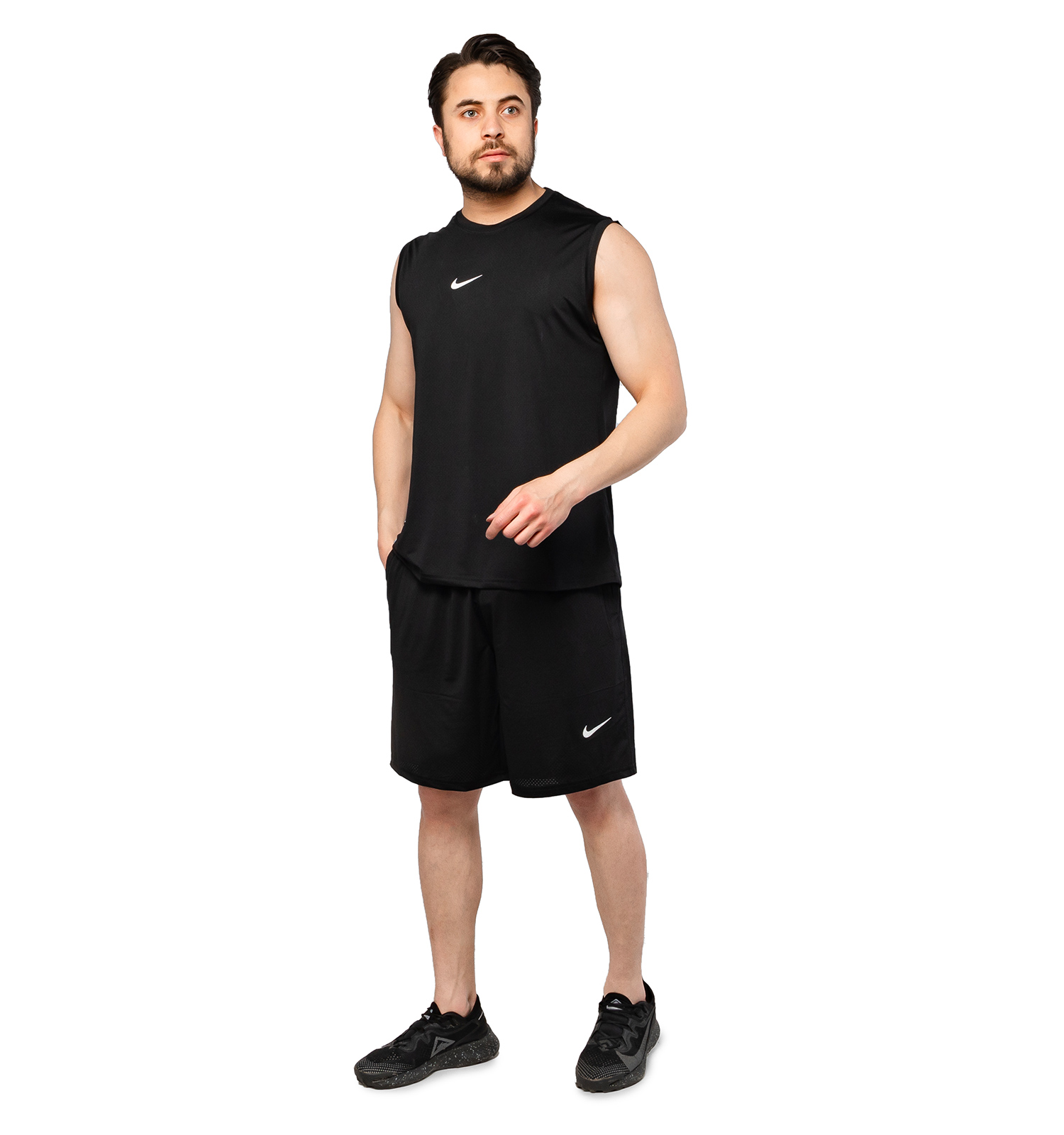 ست رکابی و شلوارک یقه گرد مردانه Nike مشکی مدل 47218