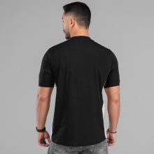 تیشرت یقه گرد مردانه مشکی نخ پنبه طرح دار مدل 48052