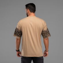 تیشرت یقه گرد مردانه باکسی نخ پنبه طرح دار مدل 48110