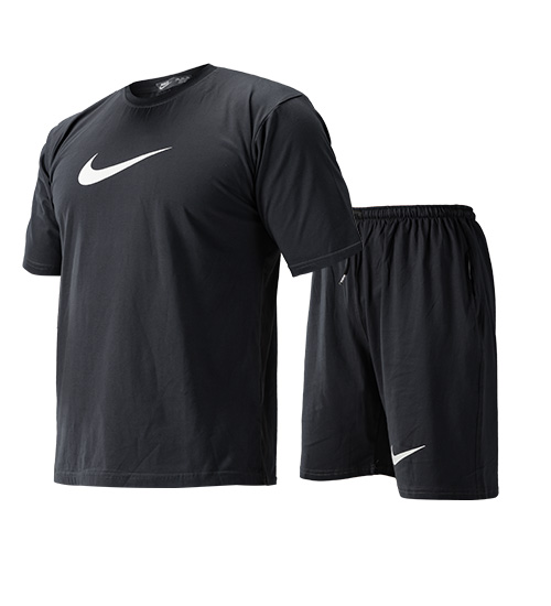 ست تیشرت و شلوارک مردانه طرح دار Nike یقه گرد طوسی مدل 47709